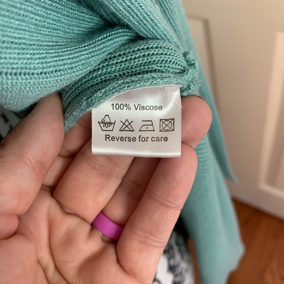 Belladini open cardigan, knitted/ fitted, turquoise color, size XL - Picture 5 of 8